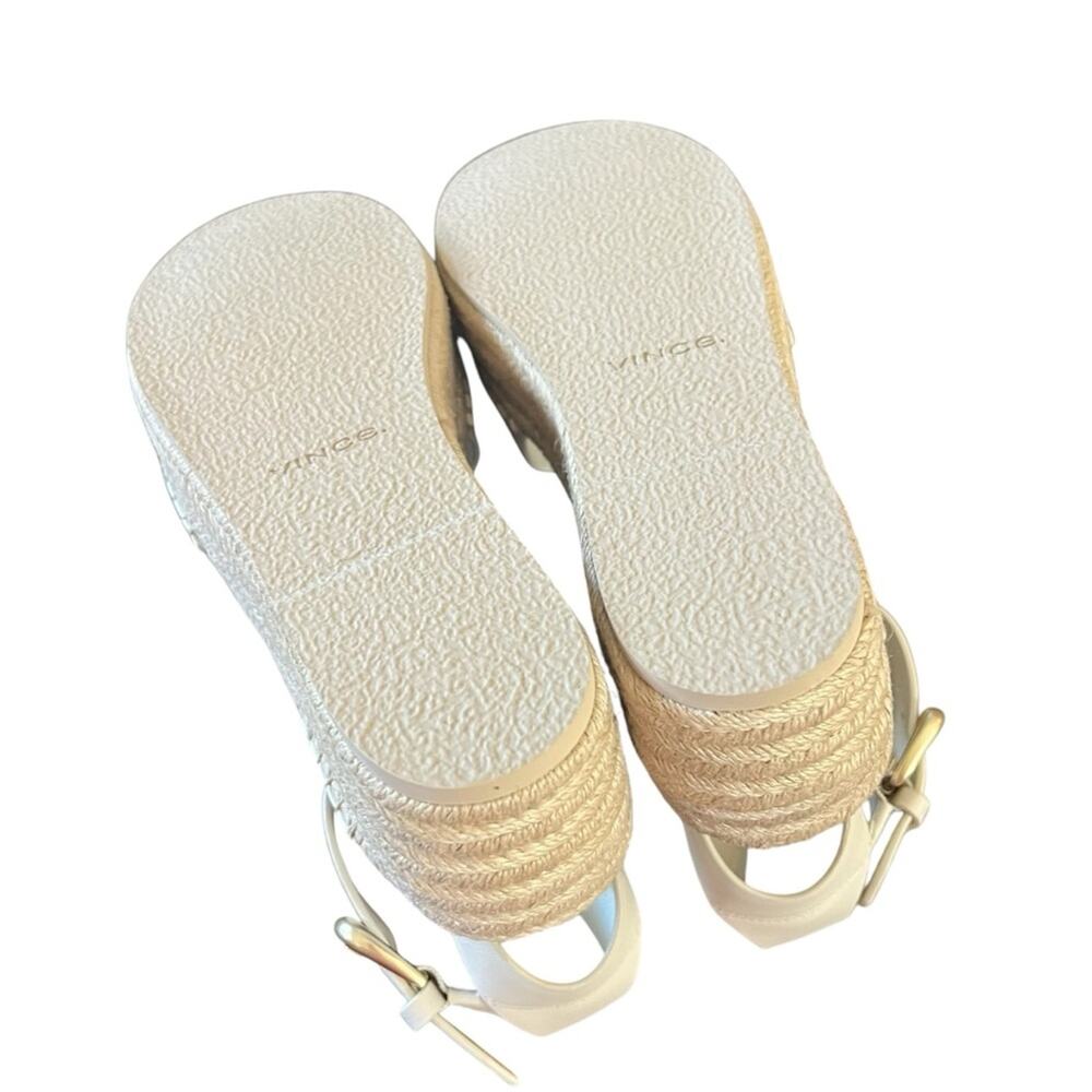 Vince Belisa Leather Wedge Espadrille Platform  Sandal In Milk NEW Size 9.5 - Picture 9 of 11